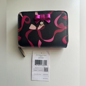 Kate Spade Black and Pink Leather Wrapping Party Wallet